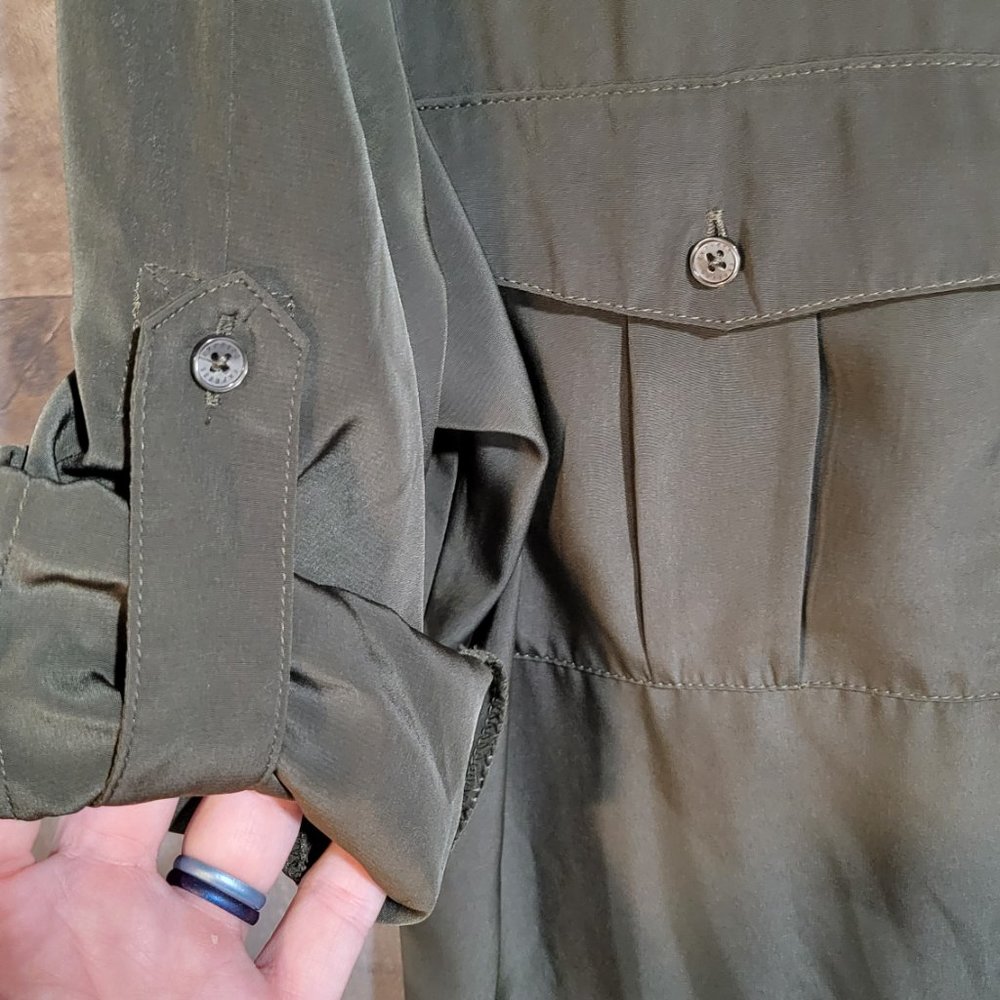 Express Olive Green Military Shirt Dress - Medium - Picture 9 of 10